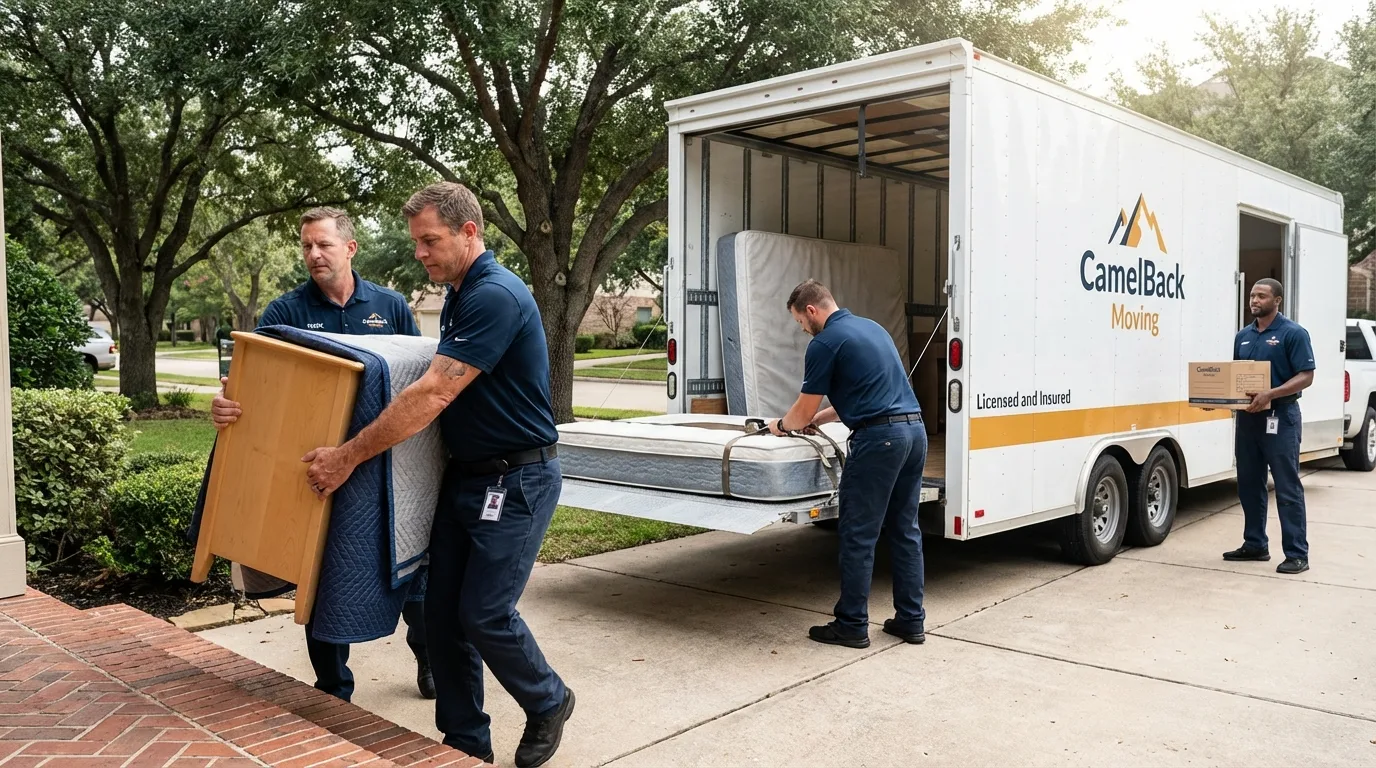 Crew loading residential truck for cross-state move from Jermyn, PA