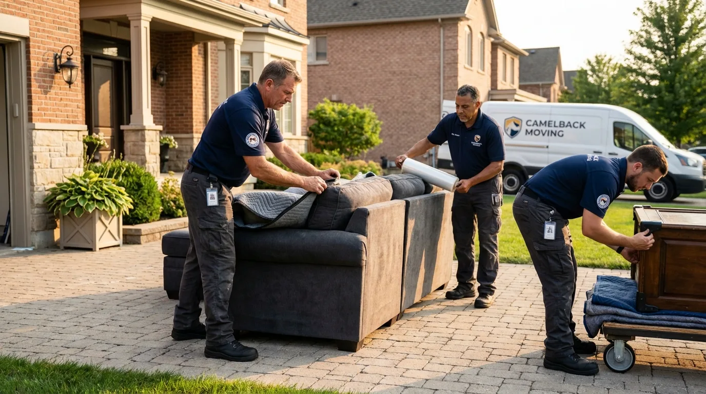 Large estate moving crew wrapping furniture in Jermyn, PA