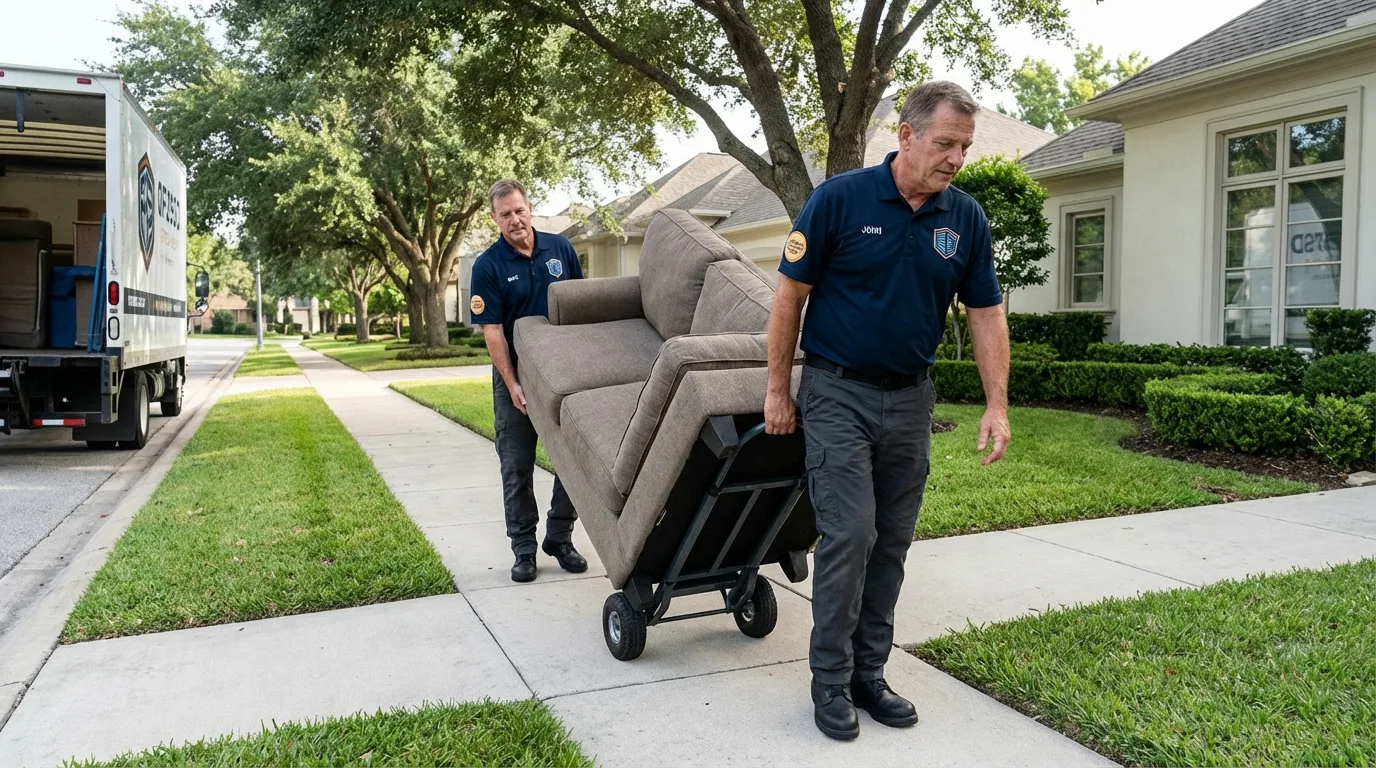 Local residential moving crew loading furniture in Jermyn, PA